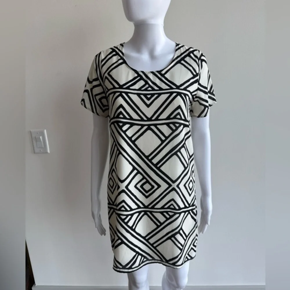 Black and White Geometric Pattern Dress